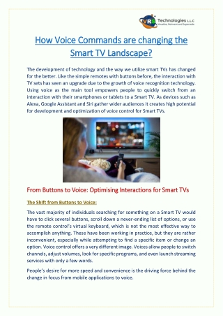 How Voice Commands are changing the Smart TV Landscape?