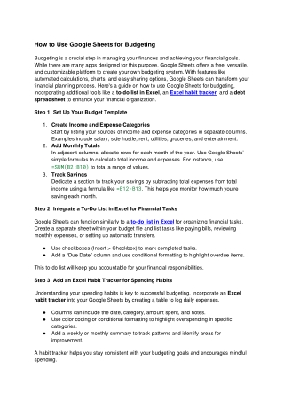 how to use google sheets for budgeting