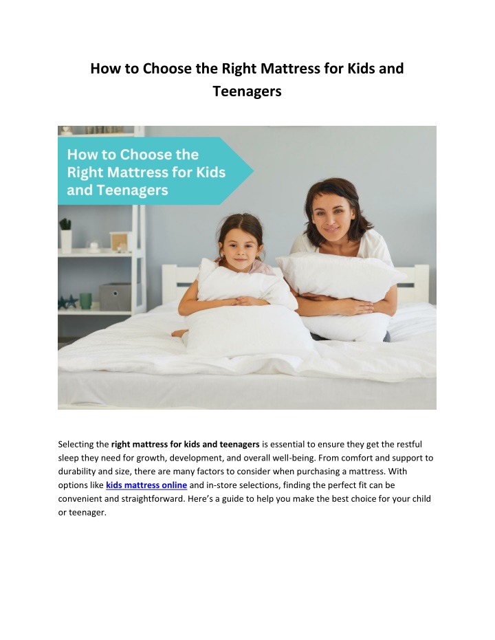 how to choose the right mattress for kids