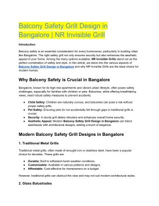 Balcony Safety Grill Design in Bangalore _ NR Invisible Grill