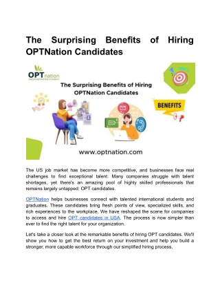 The Surprising Benefits of Hiring OPTNation Candidates