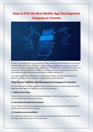 How to Pick the Best Mobile App Development Company in Toronto