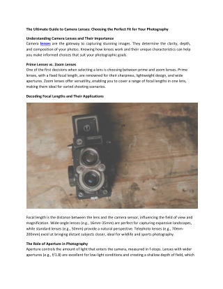 the ultimate guide to camera lenses choosing