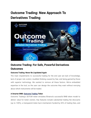 outcome trading new approach to derivatives