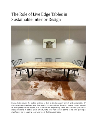 The Role of Live Edge Tables in Sustainable Interior Design