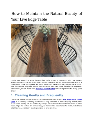 How to Maintain the Natural Beauty of Your Live Edge Table