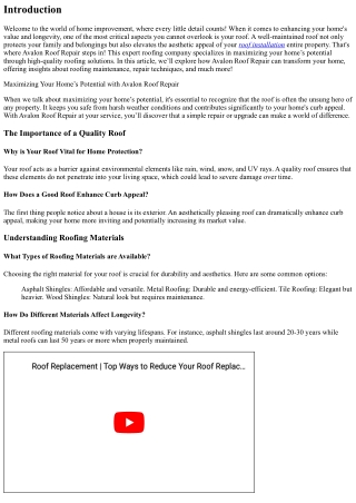 Maximizing Your Home’s Potential with Avalon Roof Repair