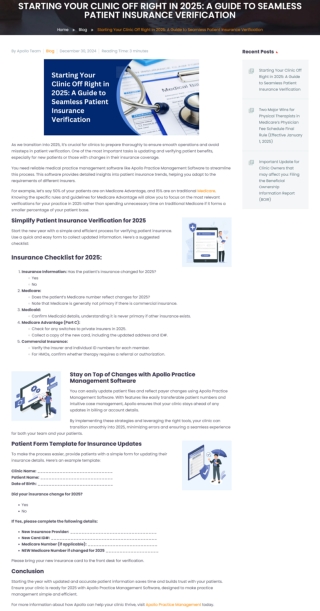 Starting Your Clinic Off Right in 2025 A Guide to Seamless Patient Insurance Verification