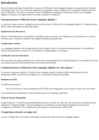 “Comment mesurer l’efficacité d’une campagne digitale via votre agence.”