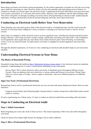 Conducting an Electrical Audit Before Your Next Renovation
