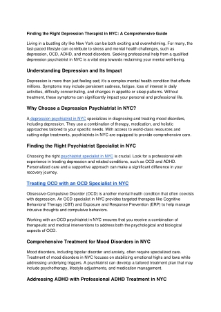 finding the right depression therapist
