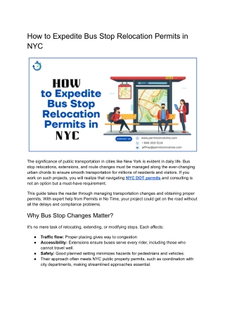 how to expedite bus stop relocation permits in nyc
