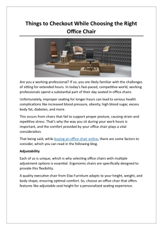 Things to Checkout While Choosing the Right Office