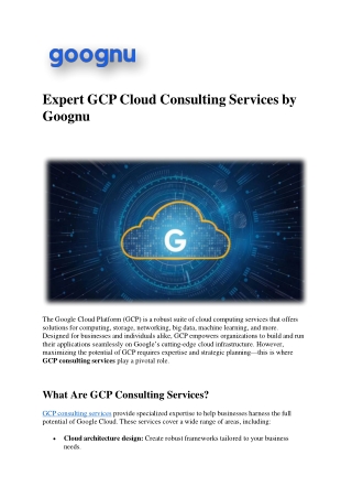 expert gcp cloud consulting services by goognu