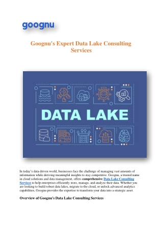 goognu s expert data lake consulting services