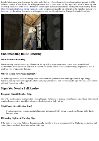 How to Identify When Your Home Needs a Full Rewire