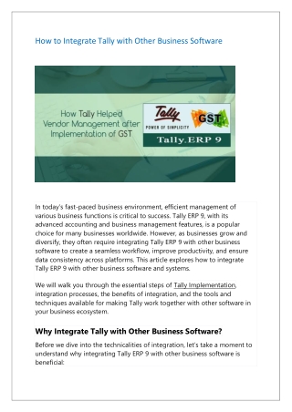 How to Integrate Tally with Other Business Software