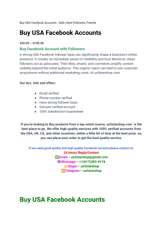 Buy USA Facebook Accounts - Safe, Have Followers, Friends