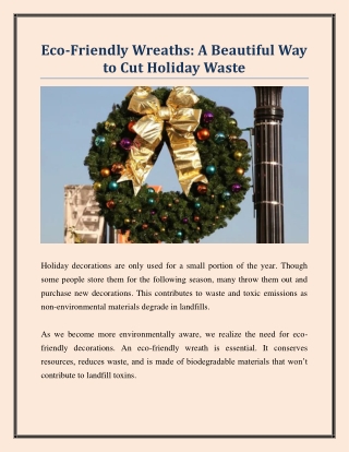 Eco-Friendly Wreaths - A Beautiful Way to Cut Holiday Waste