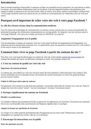 “Comment faire vivre sa page Facebook à partir du contenu du site ?”