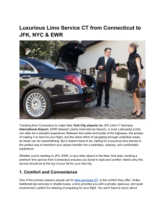 Luxurious Limo Service CT from Connecticut to JFK, NYC & EWR