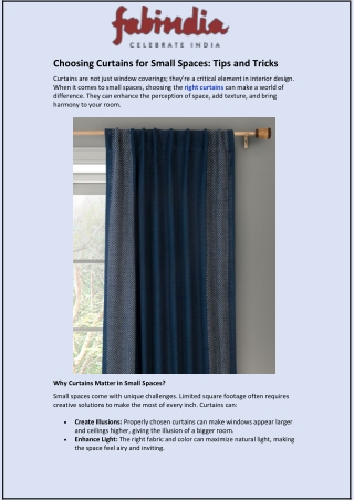 Choosing Curtains for Small Spaces: Tips and Tricks