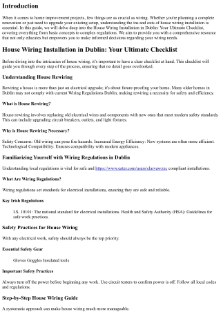 House Wiring Installation in Dublin: Your Ultimate Checklist