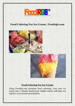 Food Coloring For Ice Cream | Foodrgb.com