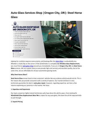 Auto Glass Services Shop |Oregon City, OR| Steel Horse Glass