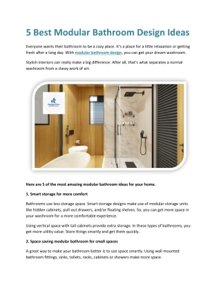 5 Best Modular Bathroom Design Ideas