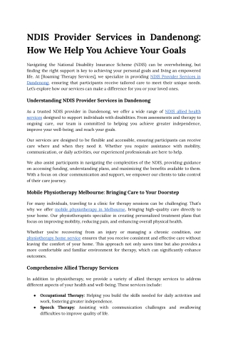 NDIS Provider Services in Dandenong : How We Help You Achieve Your Goals