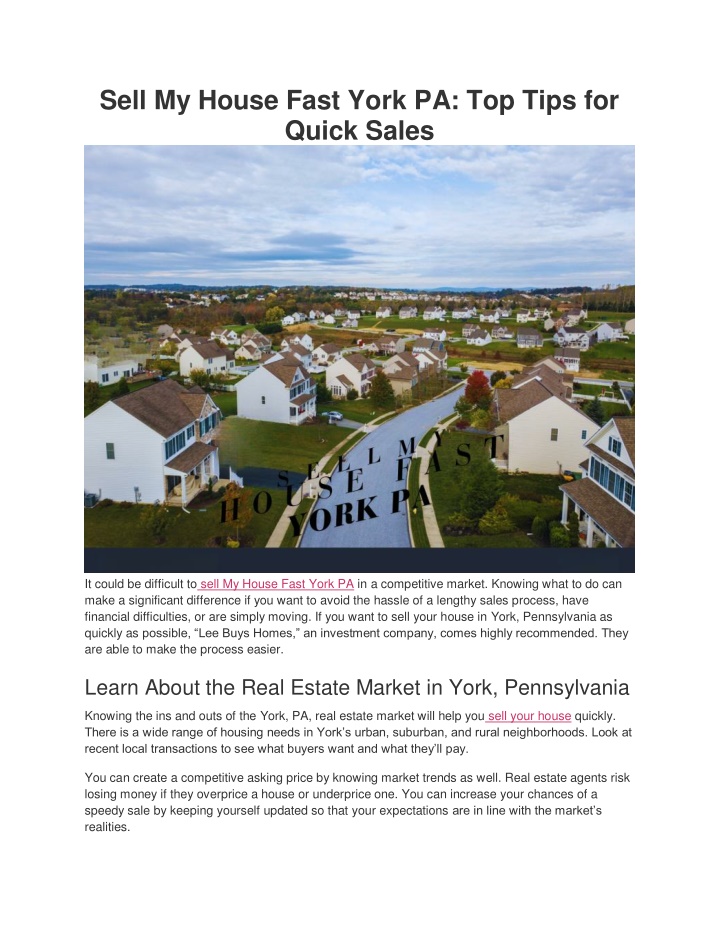 sell my house fast york pa top tips for quick