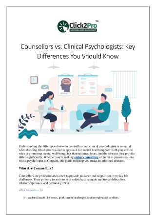 counsellors vs clinical psychologists