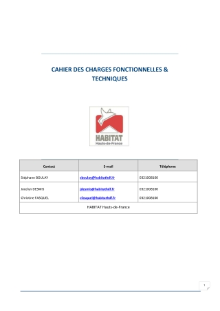 cahier des charges fonctionnelles techniques