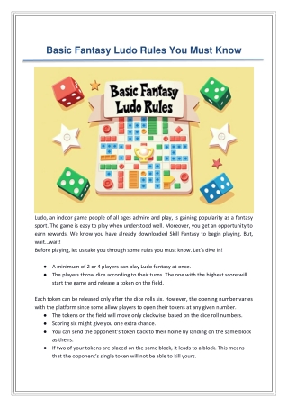 Basic Fantasy Ludo Rules You Must Know