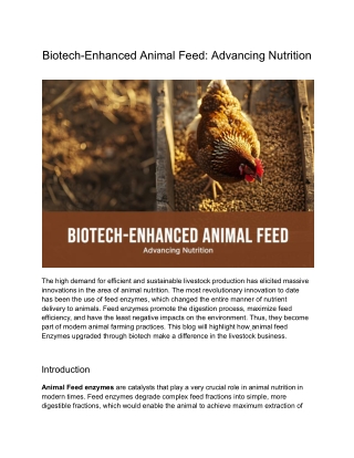 Biotech Innovations in Animal Feed: Boosting Nutritional Value and Efficiency