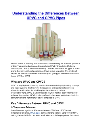 understanding the differences between upvc