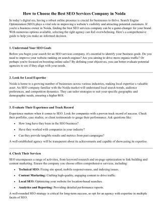 how to choose the best seo services company