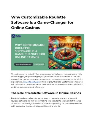 Why Customizable Roulette Software Is a Game-Changer for Online Casinos
