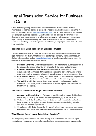 Legal Translation Service for Business in Qatar