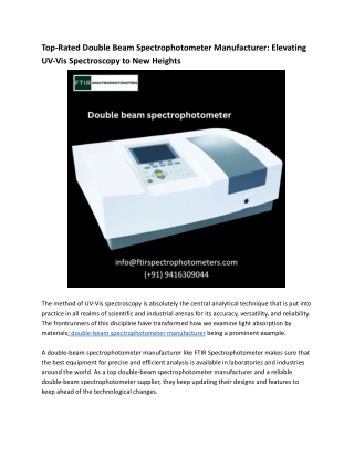 Top-Rated Double Beam Spectrophotometer Manufacturer_ Elevating UV-Vis Spectroscopy to New Heights (1)