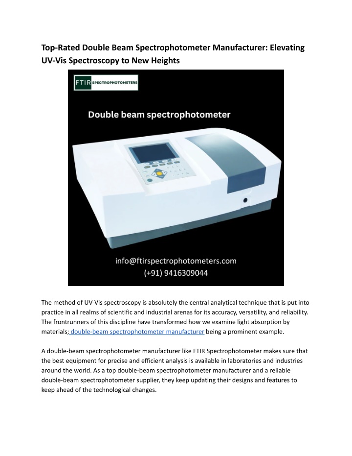 top rated double beam spectrophotometer