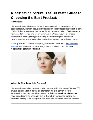 Niacinamide Serum The Ultimate Guide to Choosing the Best Product