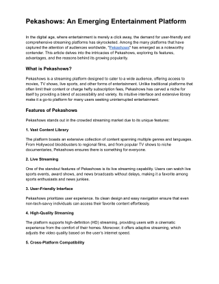 pekashows an emerging entertainment platform