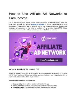 how to use affiliate ad networks to earn income