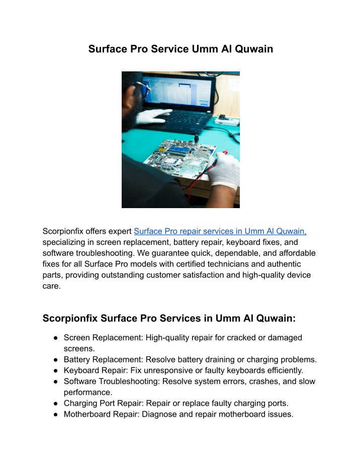 surface pro service umm al quwain