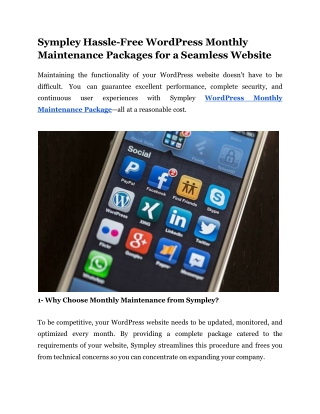 Sympley_ Hassle-Free WordPress Monthly Maintenance Packages for a Seamless Website