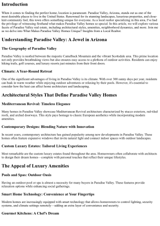 What Makes Paradise Valley Homes Unique? Insights from a Local Realtor