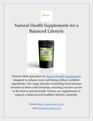 Natural Health Supplements for a Balanced Lifestyle