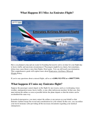 What Happens If I Miss An Emirates Flight